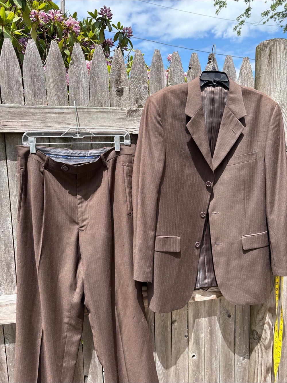 Mario Rossi brown pinstriped suit!